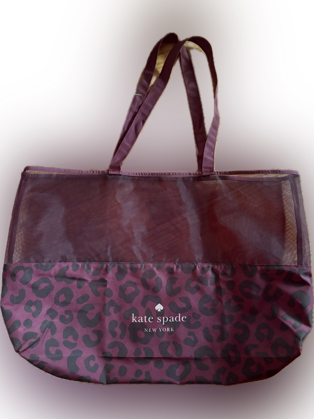 kate spade blackberry preserve burgundy and black leopard mesh tote